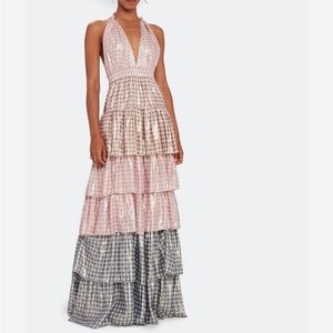 Loveshackfancy  clarissa ruffle, pink,open back(backless) maxi dress